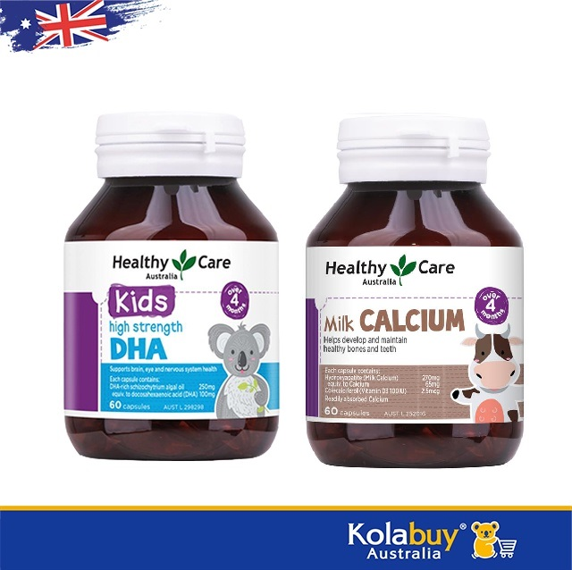 Combo viên uống Dha Healthy Care và Canxi Healthy Care cho bé 60 viên của Úc