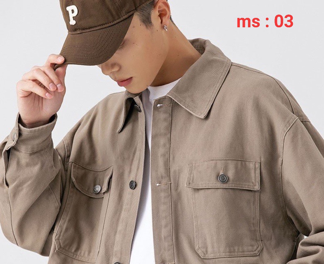 Áo khoác kaki trơn nam nữ áo khoác denim  túi hộp 2 lớp cổ bẻ nhiều màu cá tính phong cách ulzzang 