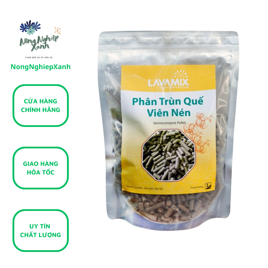 Phân trùn quế, trùng quế viên nén cho Hoa Lan, Hoa Kiểng Vermicompost Pellet Gói 1kg, phan trun que, phan trung que nén viên