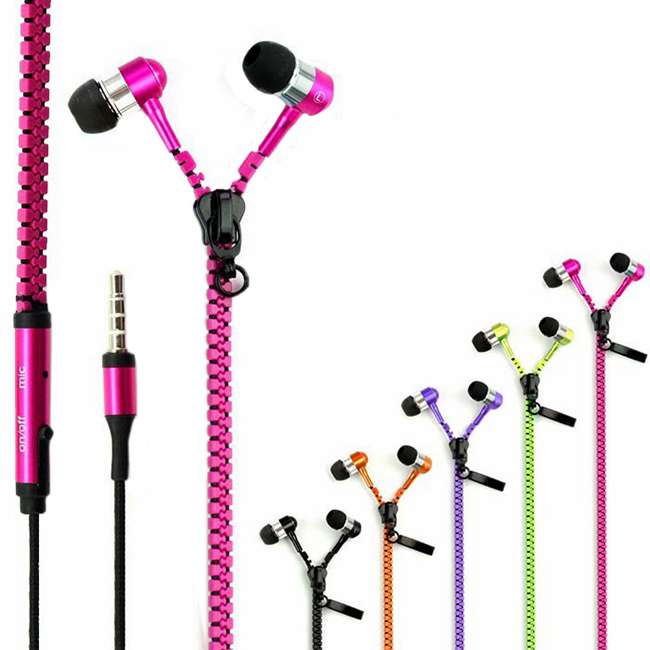 Tai nghe dây khóa kéo có microphone để nghe gọi, ghi âm màu ngẫu nhiên - HÀNG CÓ SẴN