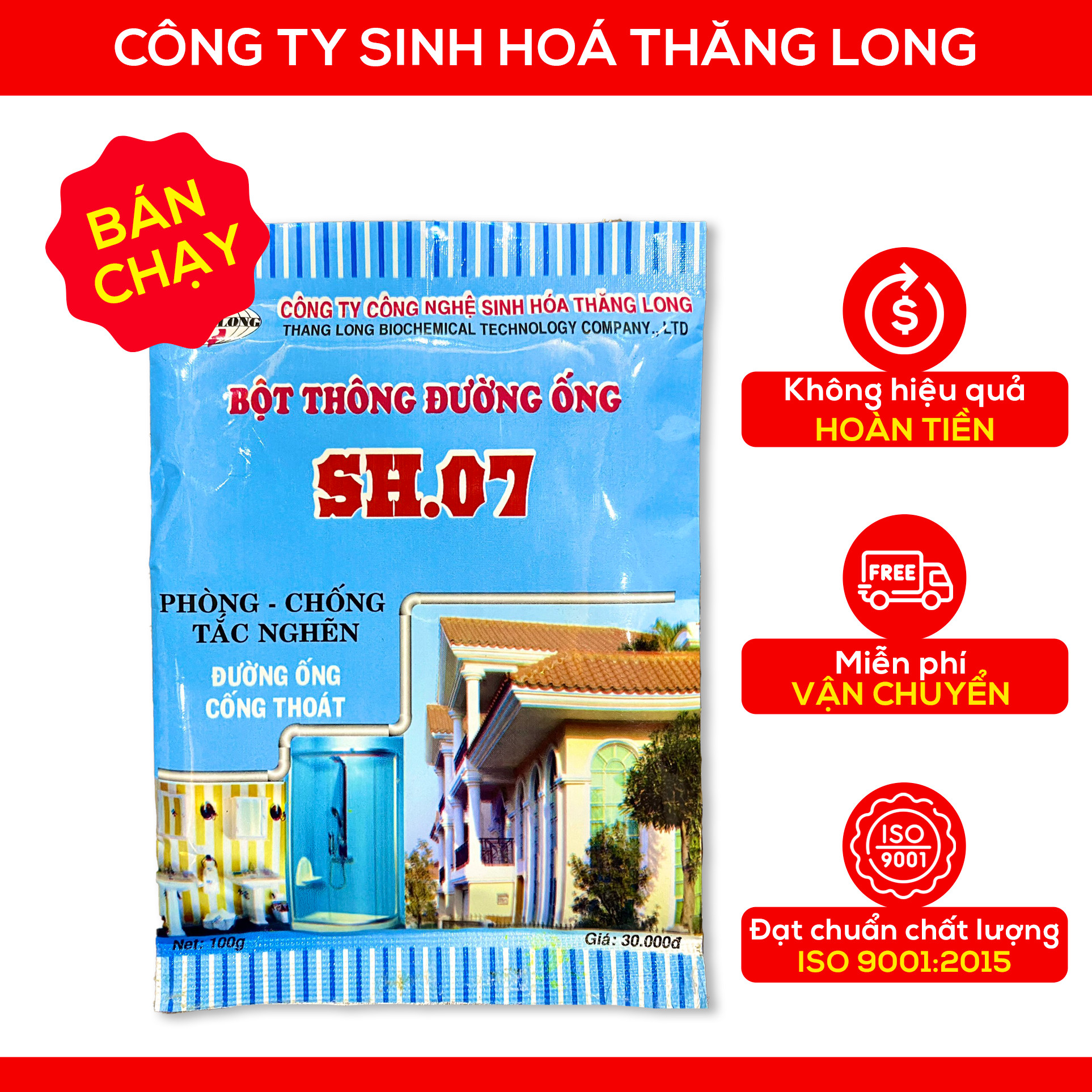 Bột thông cống sh07 - thông tắc bồn cầu, bồn rửa mặt, cống - không hiệu quả hoàn tiền - hàng chính hãng