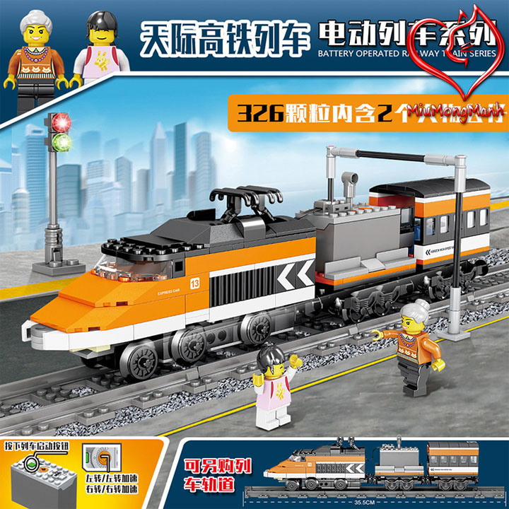 Tàu Lửa Cam 326 Chi Tiết Chạy Pin Cực Đẹp City Lego Kazi Đồ Chơi Lắp Ráp Xếp Hình