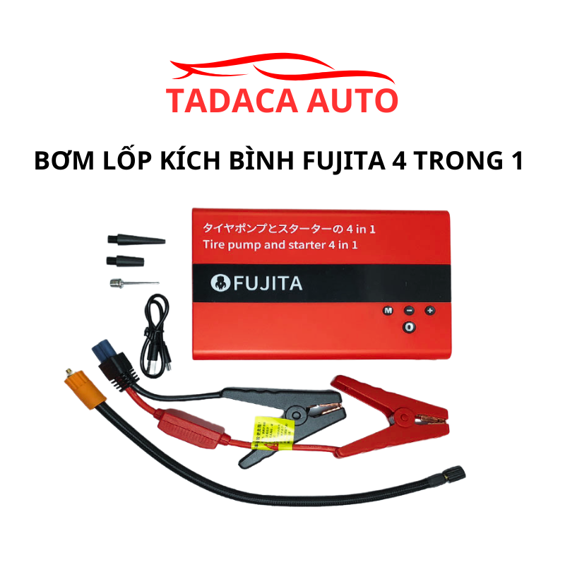 Bơm lốp kiêm kích bình ắc quy fujita chính hãng, dung lượng pin 120000mah - bảo hành 12 tháng