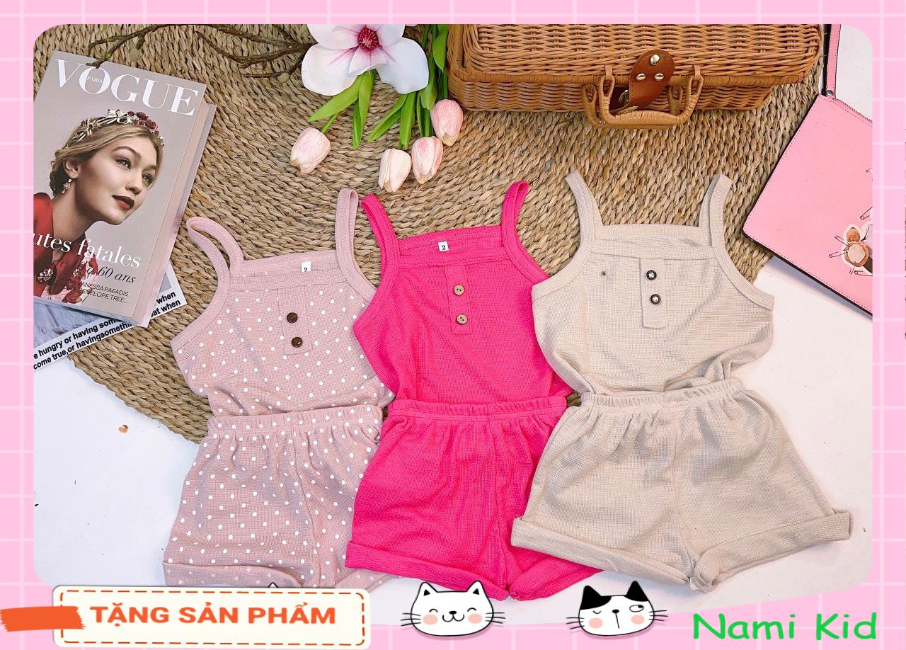 COMBO 3 BỘ BÉ GÁI 6-16kg-bộ 2 dây vải thun gân cực mát cho bé mặc hè