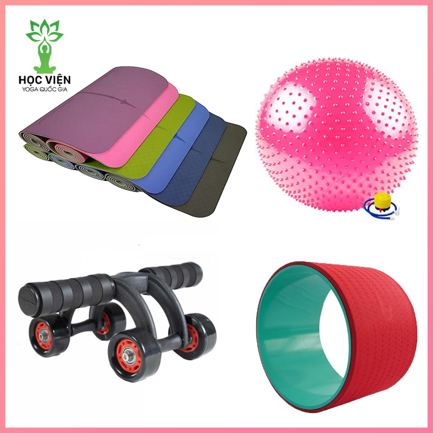 Combo thảm tập yoga định tuyến + bóng tập yoga + con lăn tập bụng + vòng tập yoga cao cấp - yoga qg - kích thước thảm 183x61x0,6cm, chất liệu cao su thiên nhiên, kết hợp nhiều bài tập đa năng