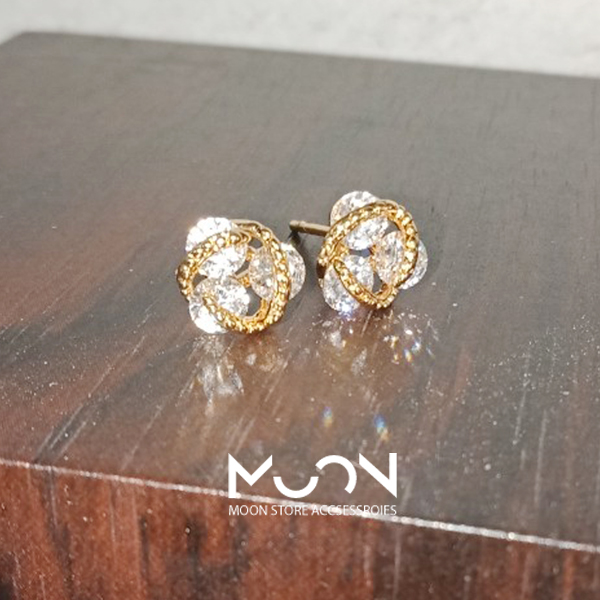 [HCM]Bông tai nữ nụ đeo sát tai đính 3 hạt đá sáng đẹp đơn giản style hàn quốc - moon store acc