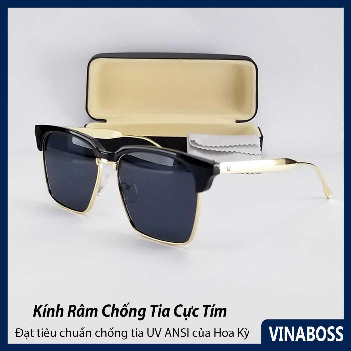 Mắt kính mát nam nữ thời trang V930 gọng kim loại tròng Polariezd chống tia UV - Tặng kèm hộp và khăn lau