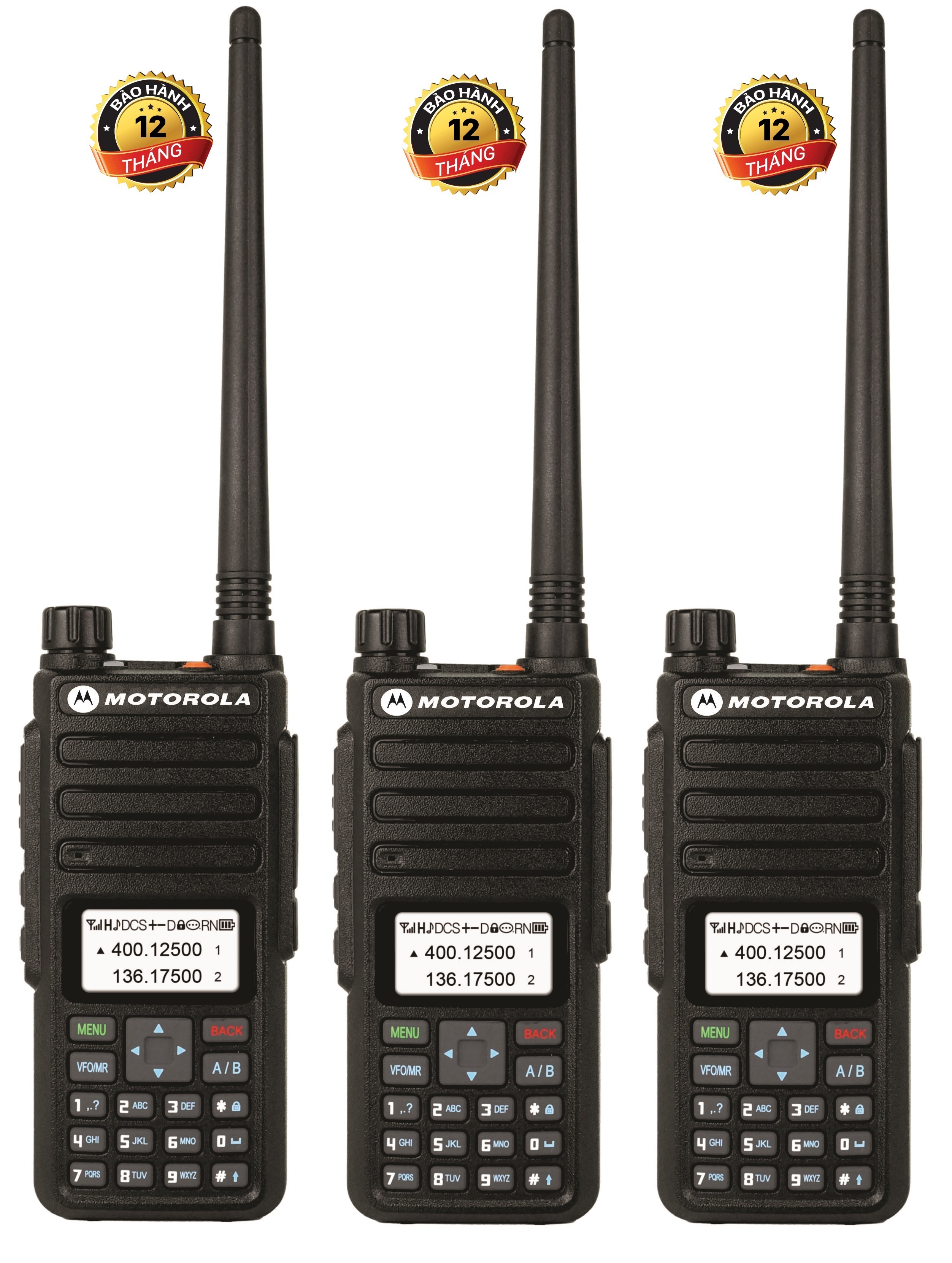 Bộ 03 Bộ đàm Motorola UV-CP1895IS (Công suất lớn siêu mạnh, Băng tần kép-Dua Band, chức năng DTMF, Cự ly liên lạc siêu xa).