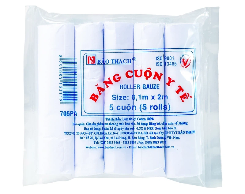 Băng cuộn y tế tiệt trùng bảo thạch gói 5 cuộn đủ kích thước 0.09mx3m bảo thạch jls