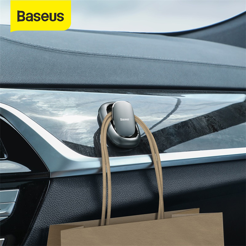 Baseus 2 cái móc treo xe hơi mini giá đỡ nhãn dán xe hơi tiết kiệm không gian, kẹp chốt tự động móc treo tường cho tai nghe có dây cáp