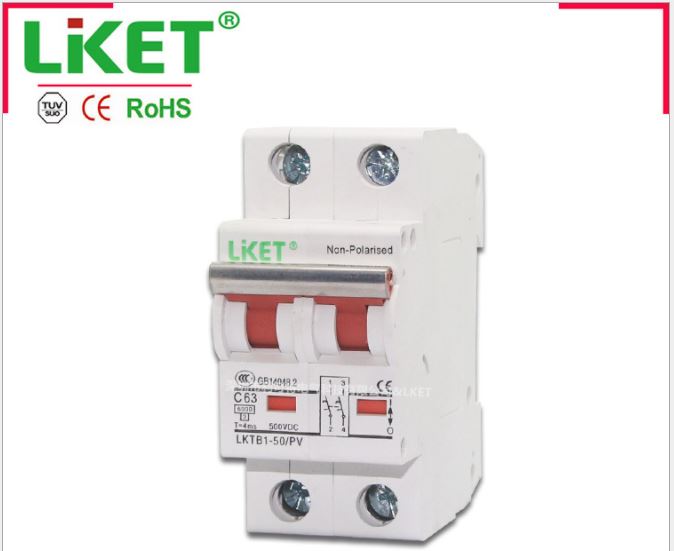 Aptomat Điện Mặt Trời, Cầu Dao Điện, CB DC Solar 2P 500Vdc, Lắp Đặt Điện Mặt Trời,Bộ Ngắt Mạch An Toàn, Dc Circuit Breaker, Cầu Dao Tự Động