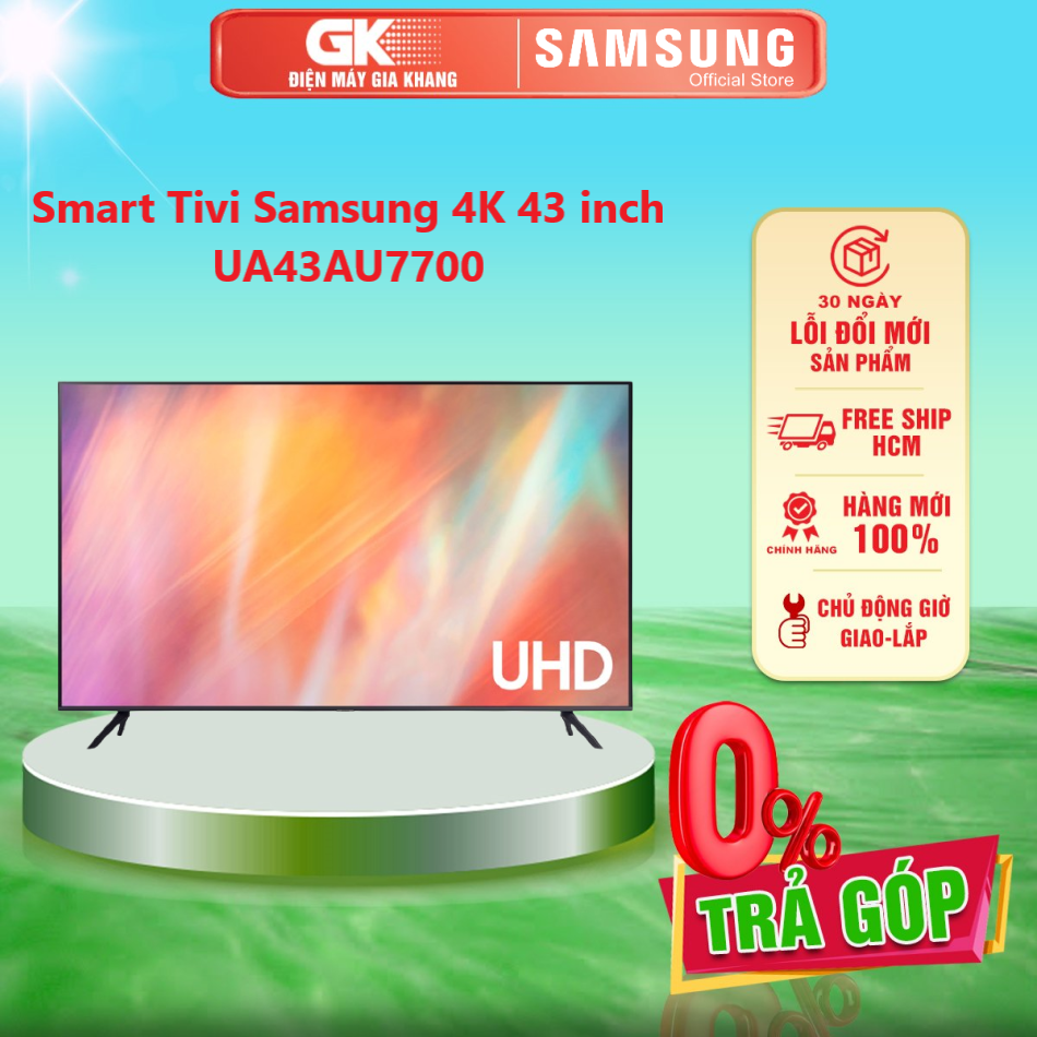 Smart tivi samsung 4k 43 inch ua43au7700 - 43au7700 - giao toàn quốc - freeship hcm