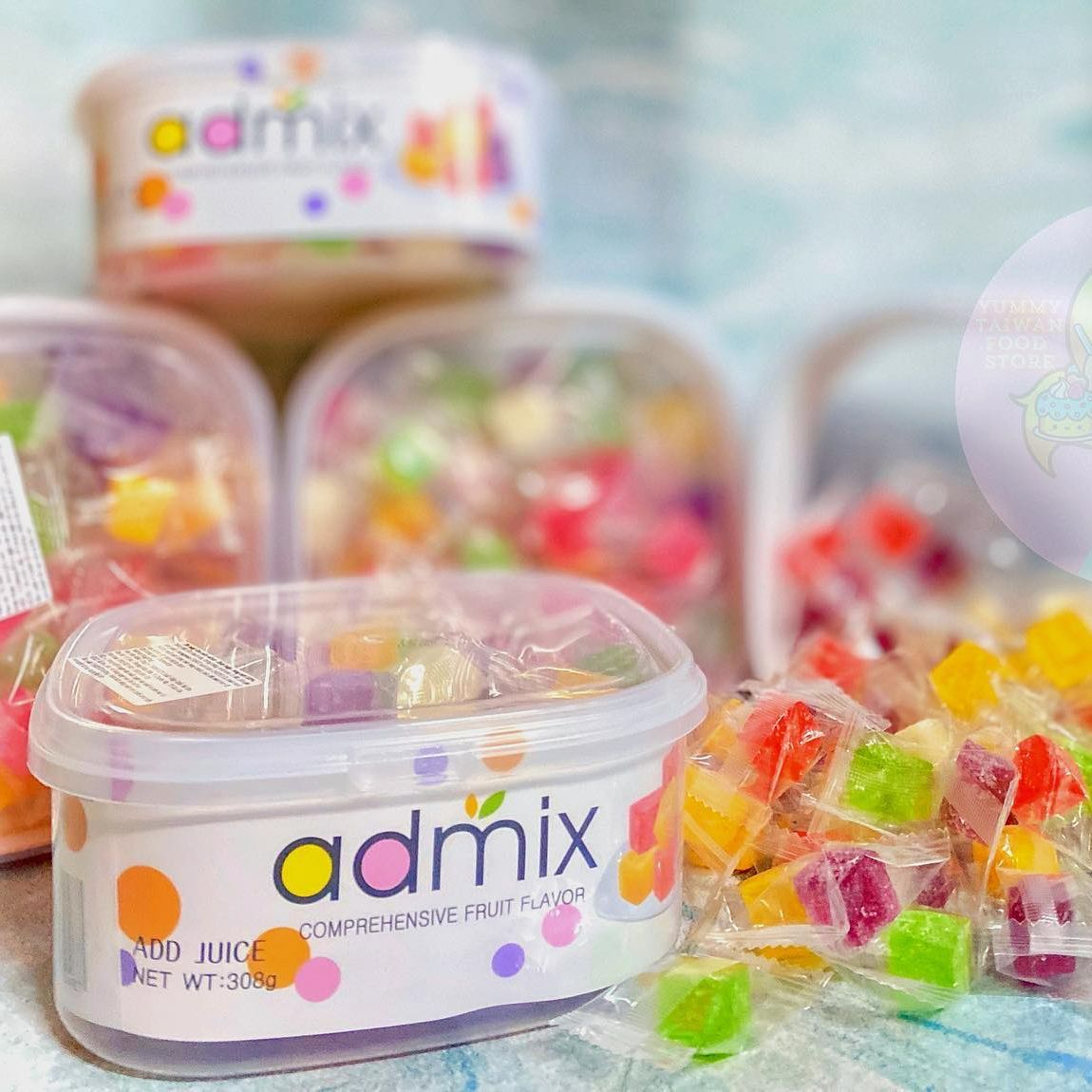 Date xa 2025 Kẹo dẻo trái cây Admix hộp nhựa to 308gr