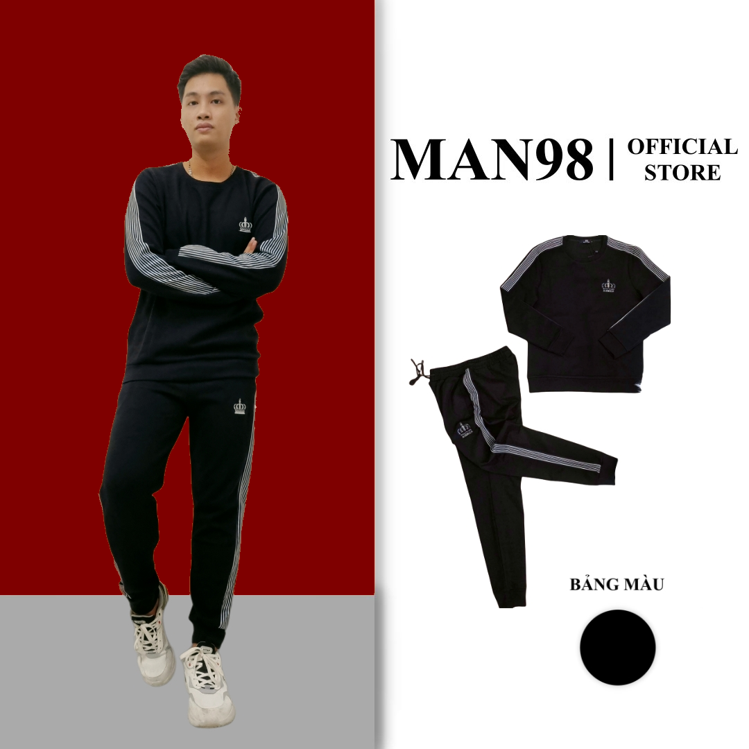 Bộ nỉ nam dài tay - bộ thể thao nam thu đông thêu logo vương miẹn m12