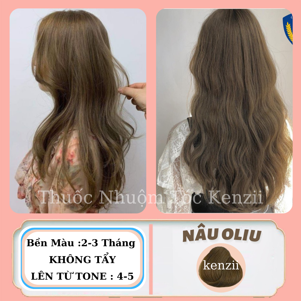 Thuốc nhuộm tóc NÂU OLIVE lên từ tone nâu 4 -5 ( Tặng oxi ) KENZII - Thuốc nhuộm tóc màu NÂU OLIVE