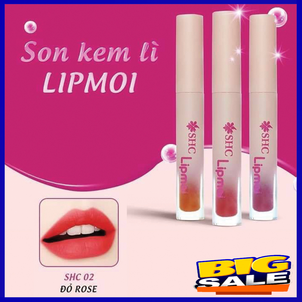 Son Kem Lì - Son kem lì lipmoi không trôi, Chất son lì mềm mịn ko khô ko lộ vân môi, Ko chất gây hại thâm môi, Với 3 màu son trẻ trung thời thượng.