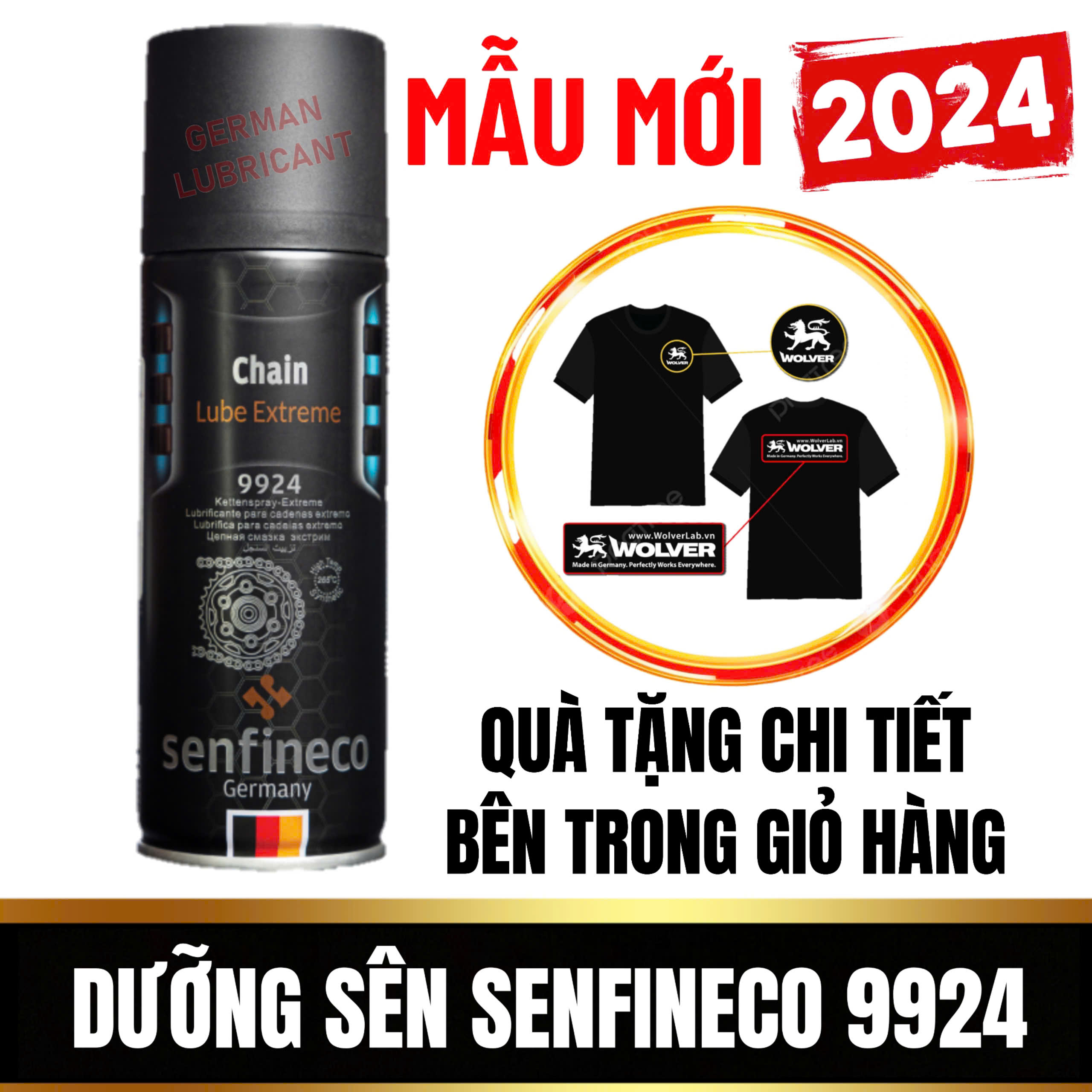Mẫu mới 2024 - Xịt dưỡng sên Senfineco 9924 Chain Lub Extreme Ceramic 200ml - Dưỡng sên Senfineco - Dưỡng sên 9924