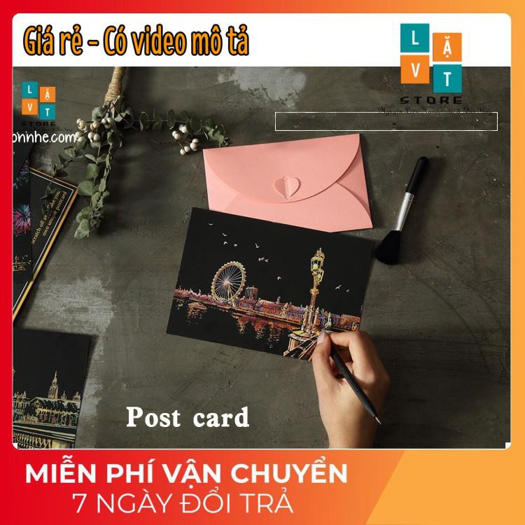 [HCM][Mua 1 Tặng 3] Tranh Cạo Bộ Bưu Thiếp 4 tấm khổ A5 chủ đề Bầu trời đêm thế giới
