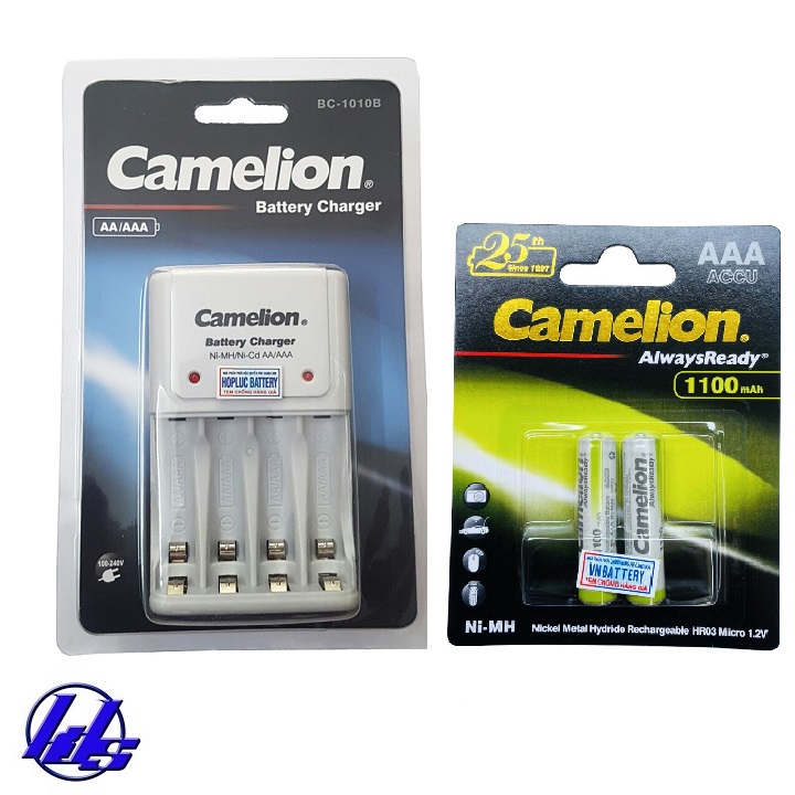 Bộ sạc camelion bc-1010b kèm 2 pin sạc alwaysready aaa1100mah