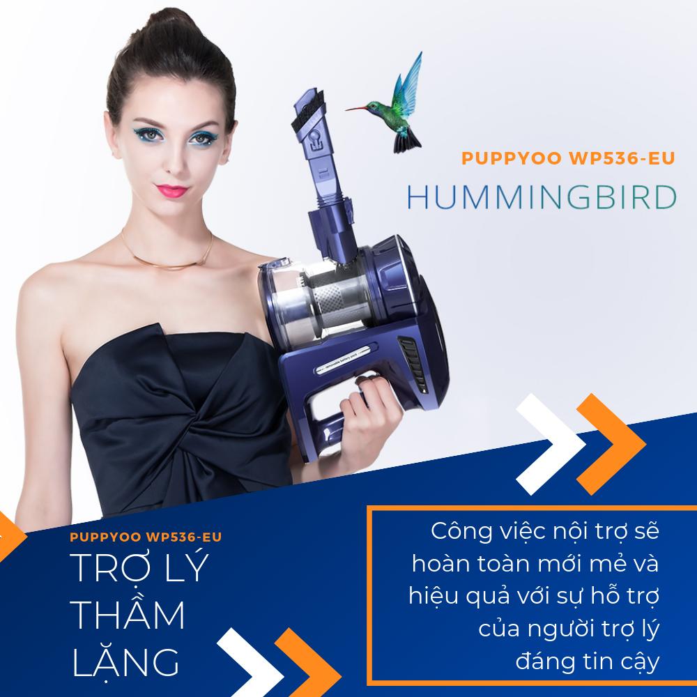 Máy hút bụi không dây gia đình thông minh cầm tay puppyoo wp536 mini đa năng pin rời lực hút mạnh 14000pa - cao cấp tiện lợi hút ô tô xe hơi hút sàn hút sofa giường đệm - hàng chính hãng