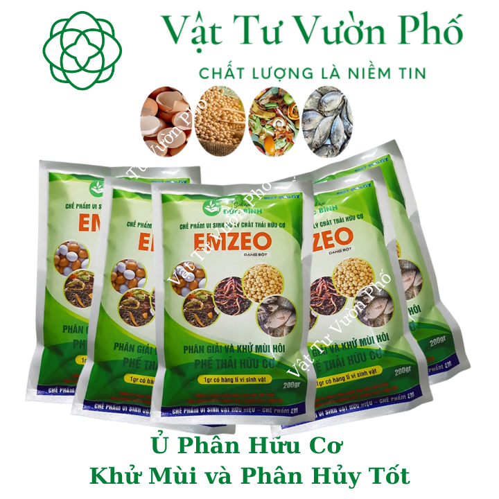 Combo 5 gói chế phẩm vi sinh emuniv phân hủy nhanh rác thải hữu cơ, đậu nành, cá thành phân bón cho cây trồng gói 200g