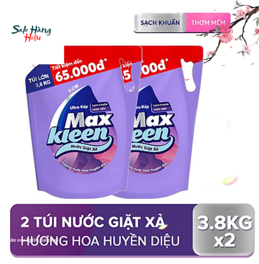 Combo 2 túi nước giặt xả maxkleen 3,8kg hương hoa huyền diệu