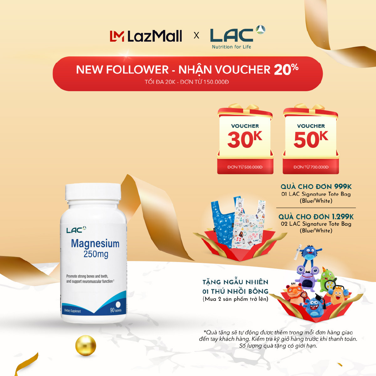 VIÊN UỐNG BỔ SUNG MAGIE HỖ TRỢ CƠ BẮP LAC MAGNESIUM 250MG (90 VIÊN)