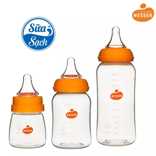 Bình sữa Wesser 250ml cổ hẹp cho bé nhựa PP không BPA cực an toàn cho bé