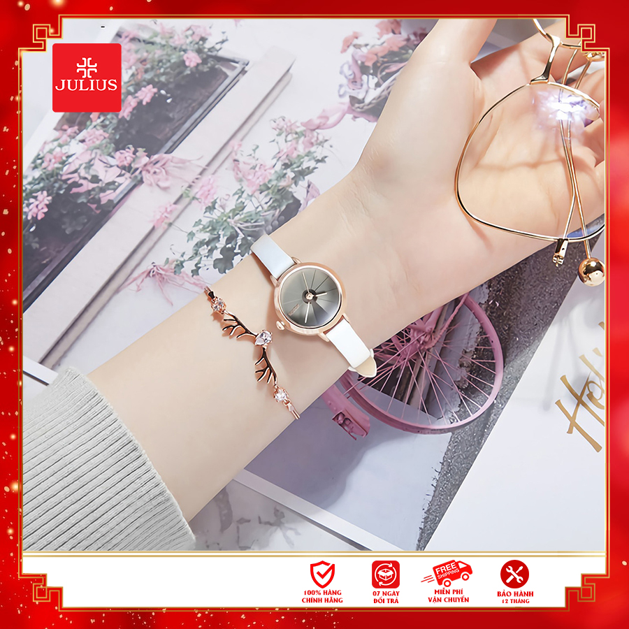 Đồng hồ nữ ja-979 julius hàn quốc dây da