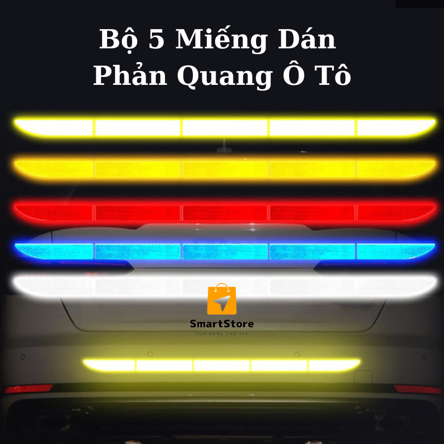Bộ 5 miếng dán phản quang đuôi xe ô tô