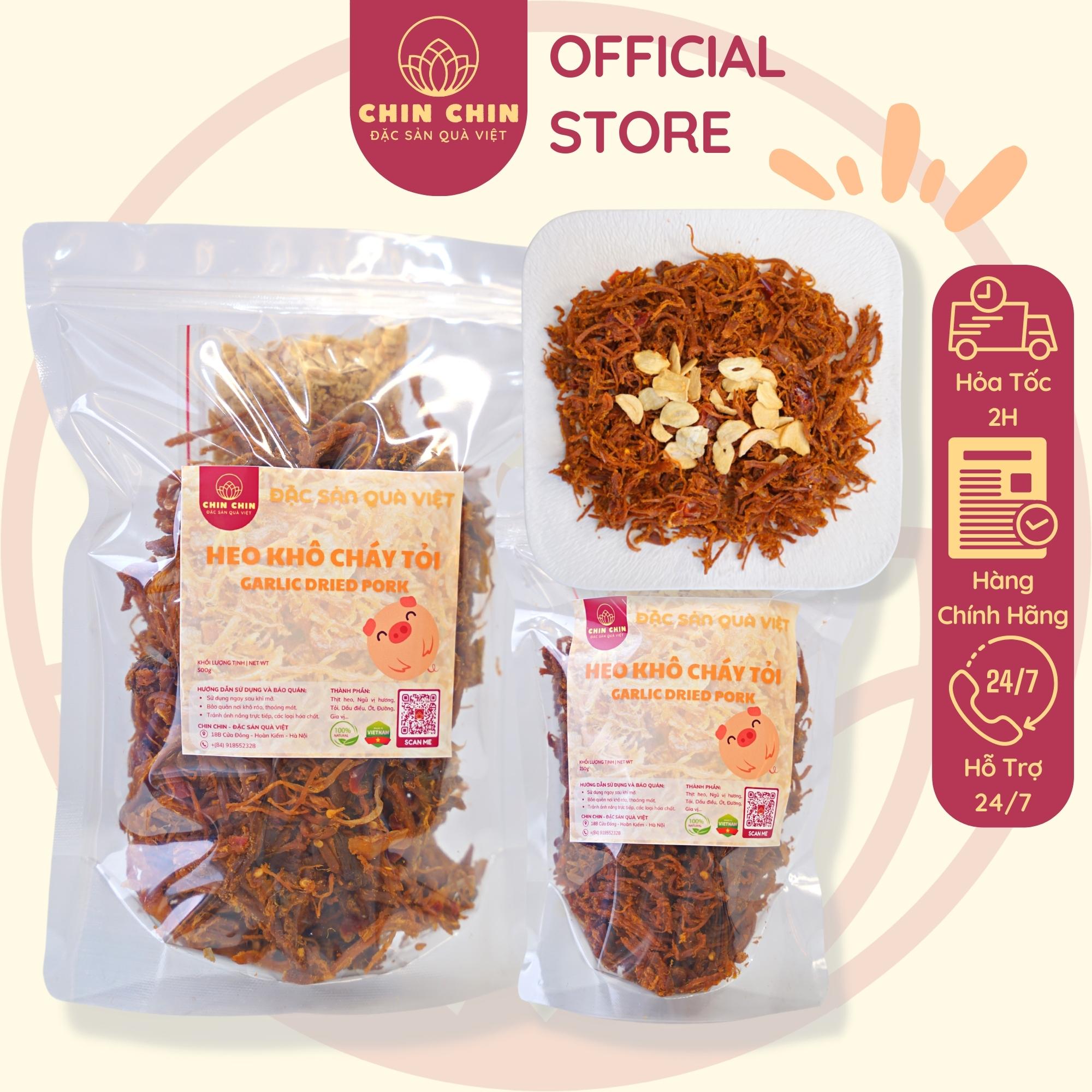 Khô heo cháy tỏi thơm ngon giòn rụm túi zip 250g - 500g đồ ăn vặt hà nội