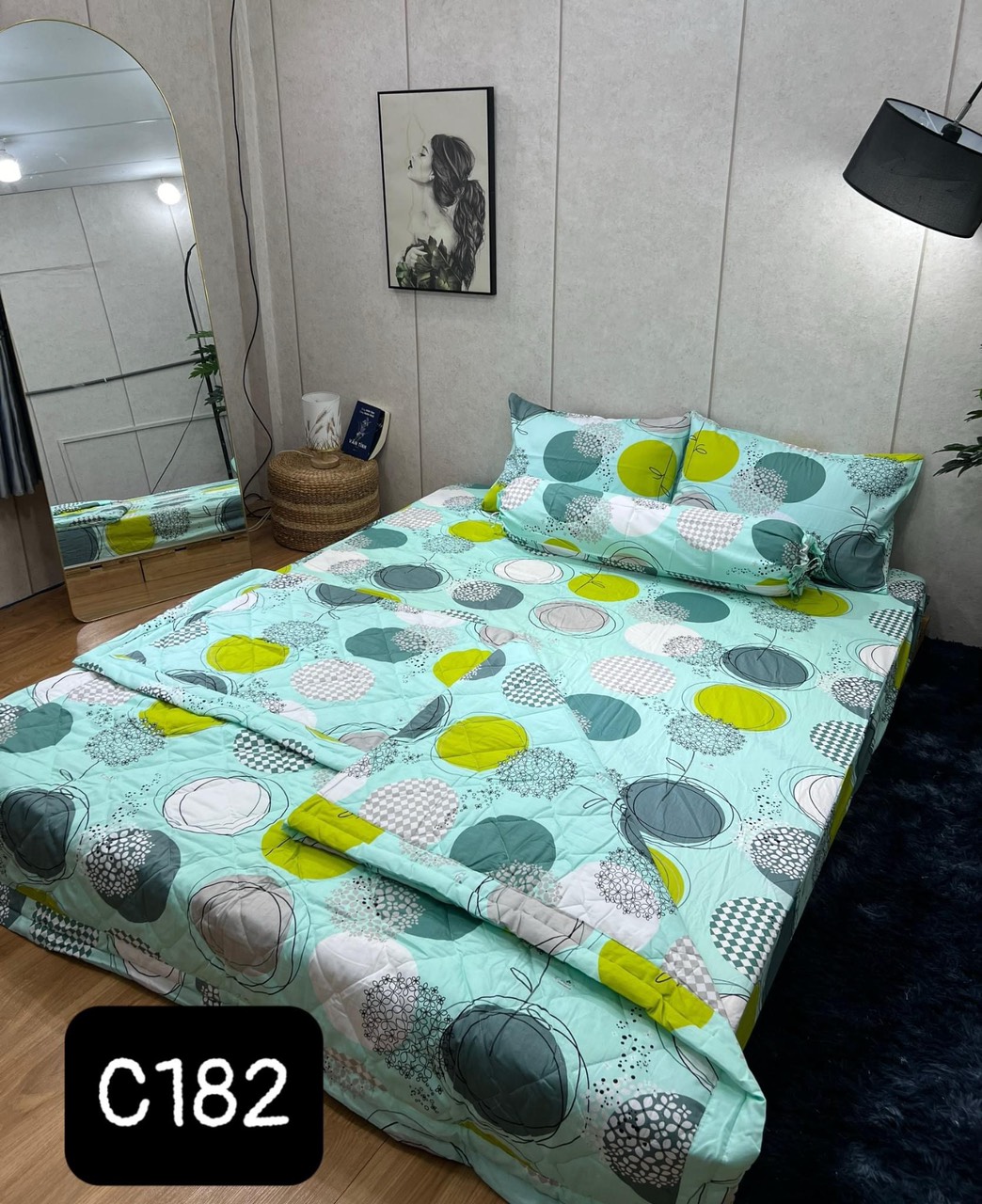 Bộ drap gối cotton 100% in logo cty, ga trãi giường vải dày dặn, mềm,