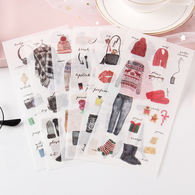 Kawaii văn phòng phẩm Sticker thẩm mỹ dễ thương journaling các loại Stickers cho kế hoạch Tạp Chí máy tính xách tay trẻ em pegatinas 8*16cm
