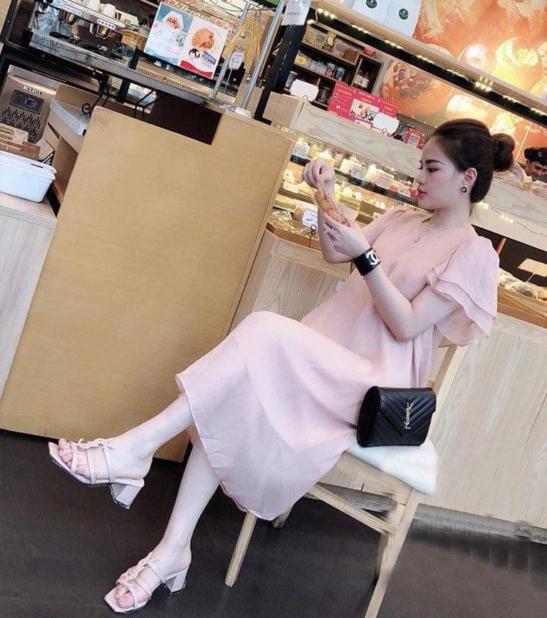 váy bầu,đầm bầu suông a cổ bánh bèo-siêu phẩm thu đông 2020-mặc bầu và tận dụng sau sinh