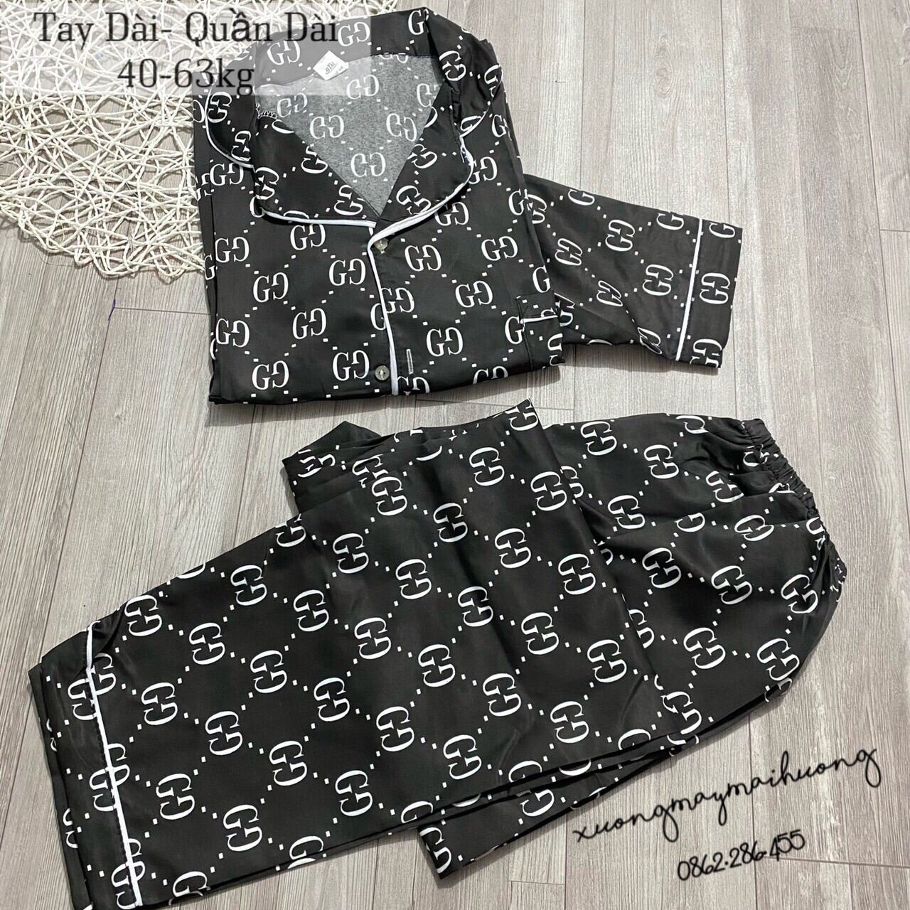 Bộ ngủ pijama gucci nam nữ tay dài quần dài chất kate thái - Bộ mặc nhà - Bộ ngủ- Đồ ngủ xinh