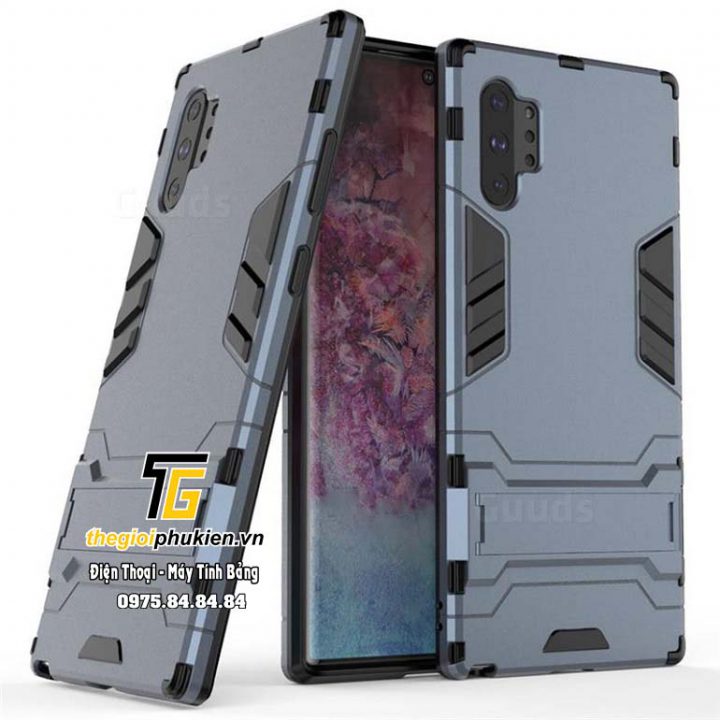 Ốp lưng Iron Man Samsung Galxy Note 10 Plus chống sốc, có chân dựng máy