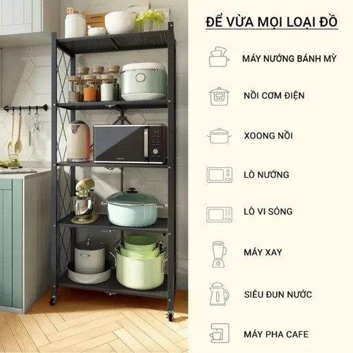 [𝐋𝐨̂̃𝐢 𝟏 Đ𝐨̂̉𝐢 𝟏] Kệ để đồ gấp gọn đa năng VANDO 5 tầng Kệ nhà bếp, kệ trang trí, giá để sách