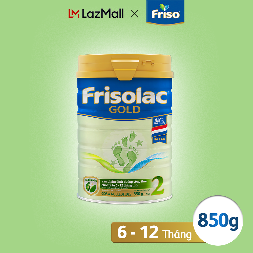 Sữa Bột Frisolac Gold 2 lon thiếc 850G cho trẻ từ 6-12 tháng tuổi