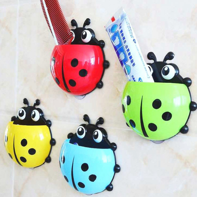 Hộp chứa kem, bàn chải đánh răng hình Bọ Rùa, Con bọ dán tường treo bàn chải cho bé, Chất liệu nhựa dẻo