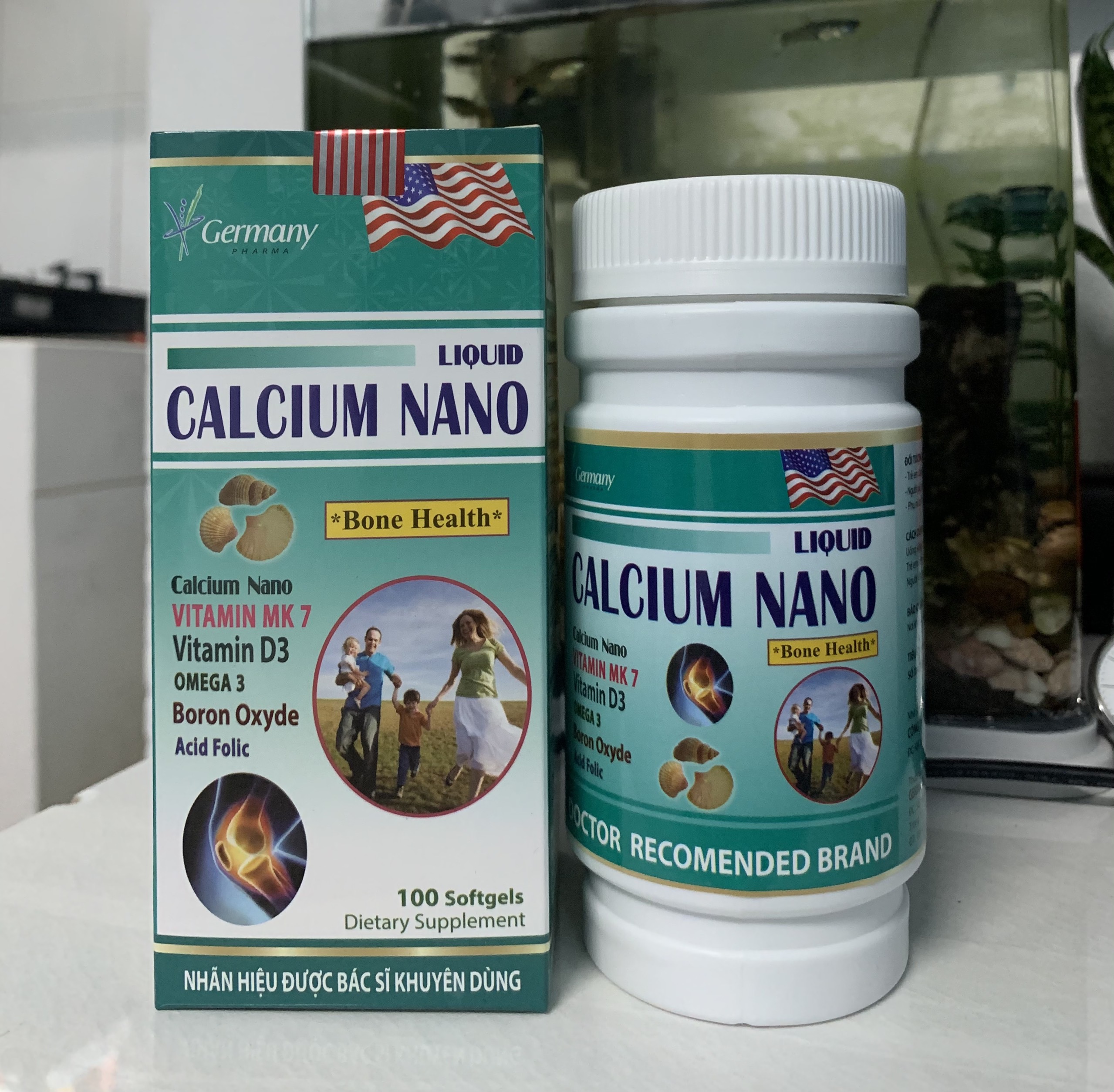 Liquid Calcium Nano Bổ sung Canxi cho xương chắc khỏe lọ 100 viên chính