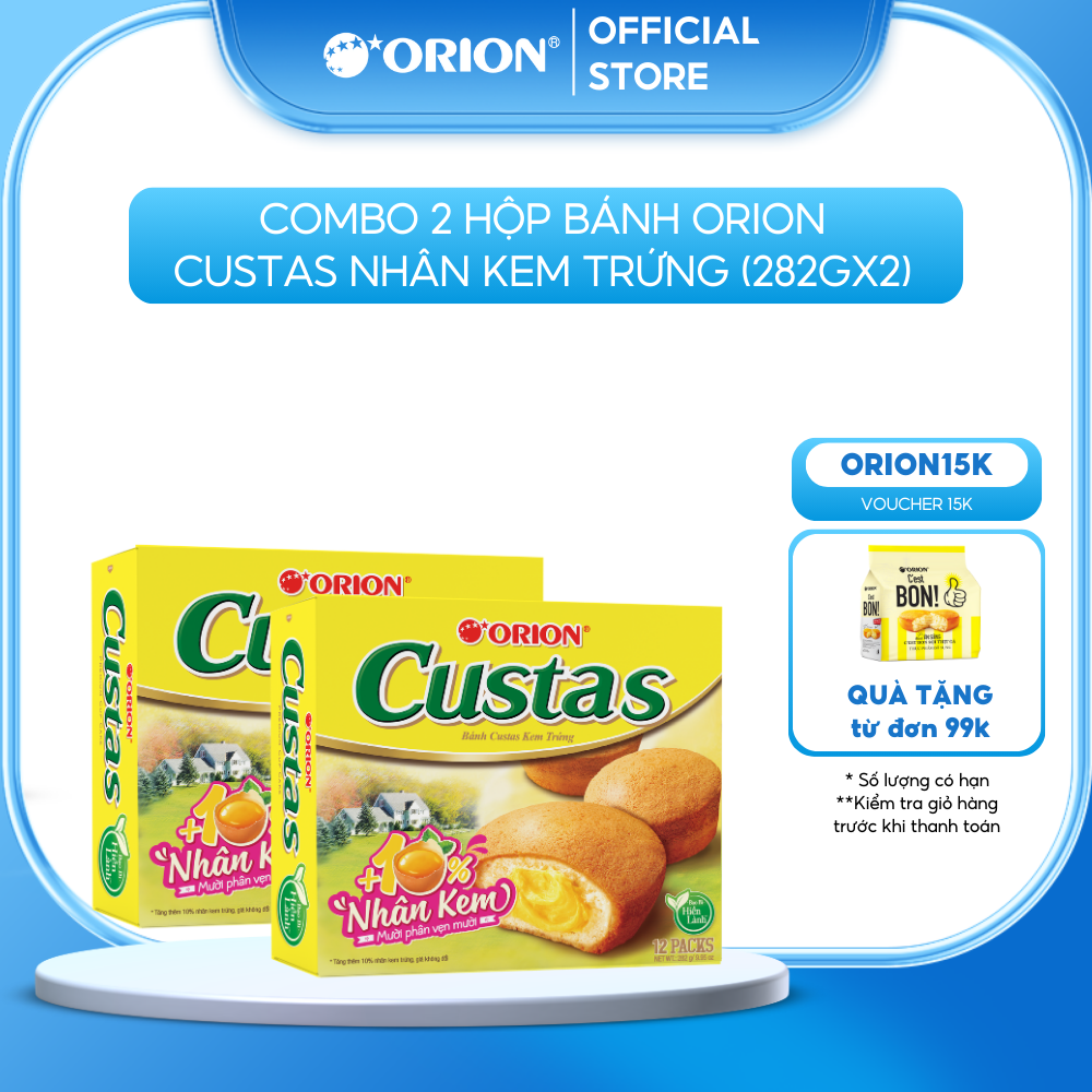 Combo 2 Hộp bánh Orion Custas kem trứng