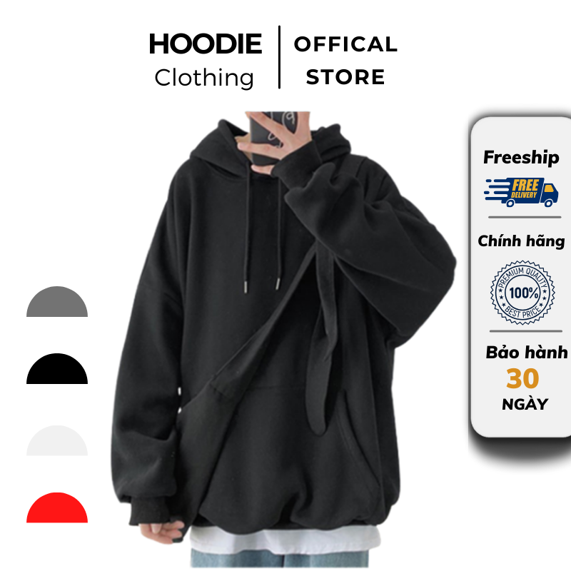 Áo khoác hoodie nam, nữ hoodie basic unisex nỉ from rộng - basic boutique hdt900
