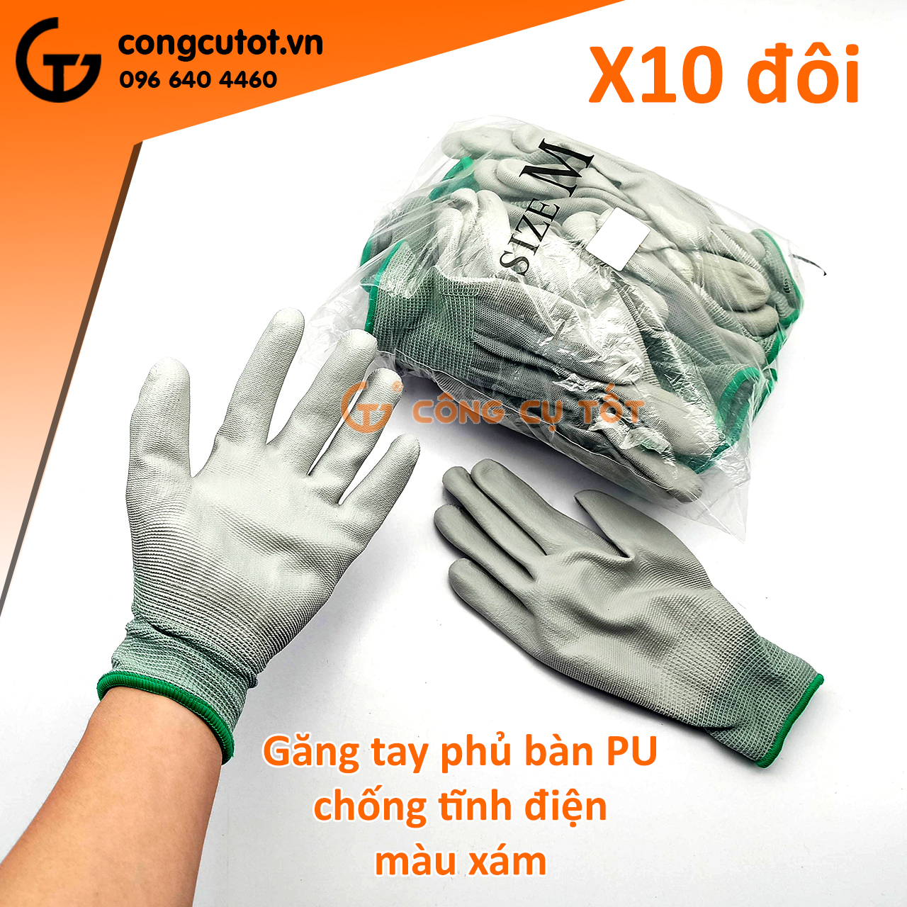 10 đôi Găng tay bảo hộ - gang tay lao động sợi len trắng màu tùy chọn