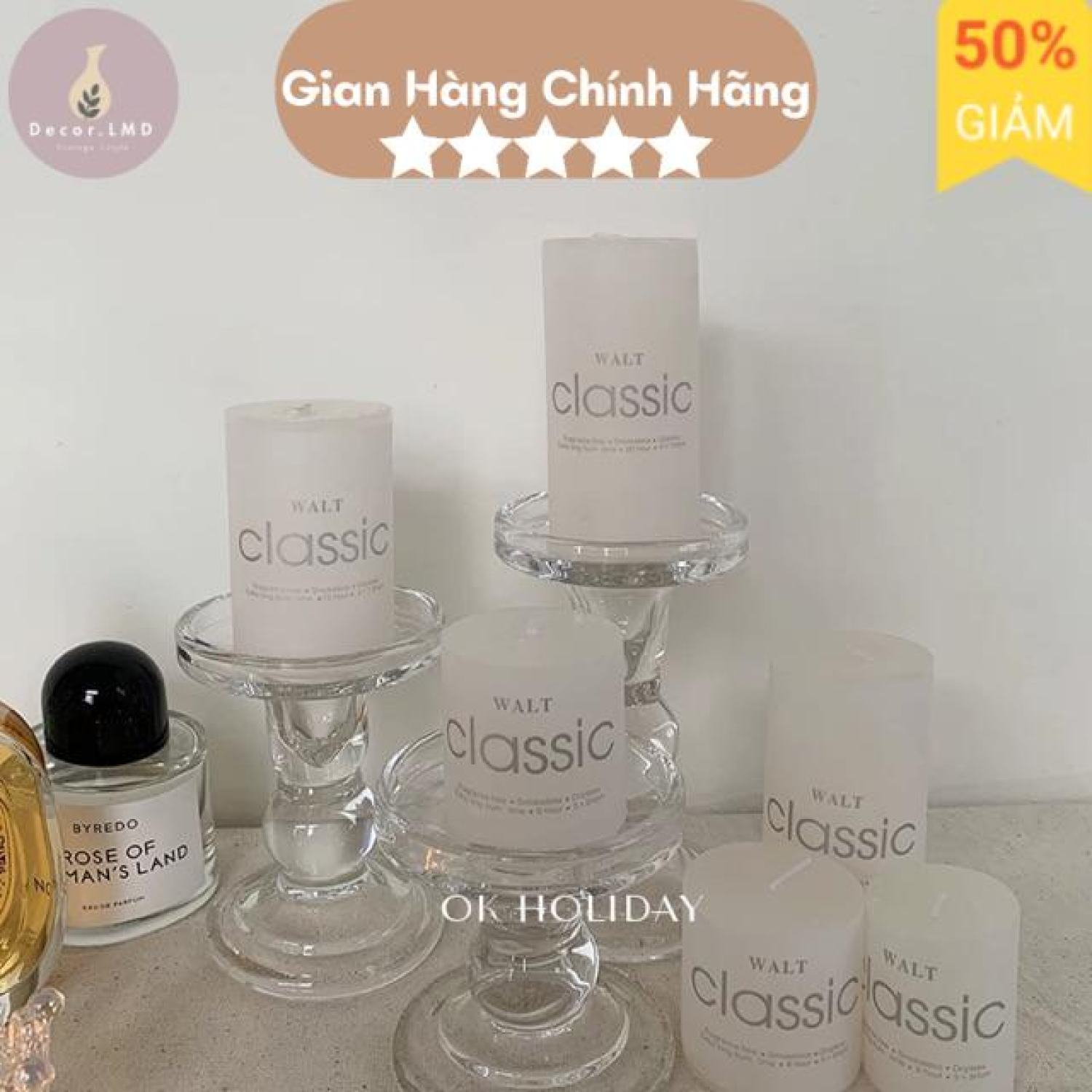 Nến classic trắng decor trang trí phòng decor trang trí phòng, Thư Giãn Cao Cấp , Giảm Stress