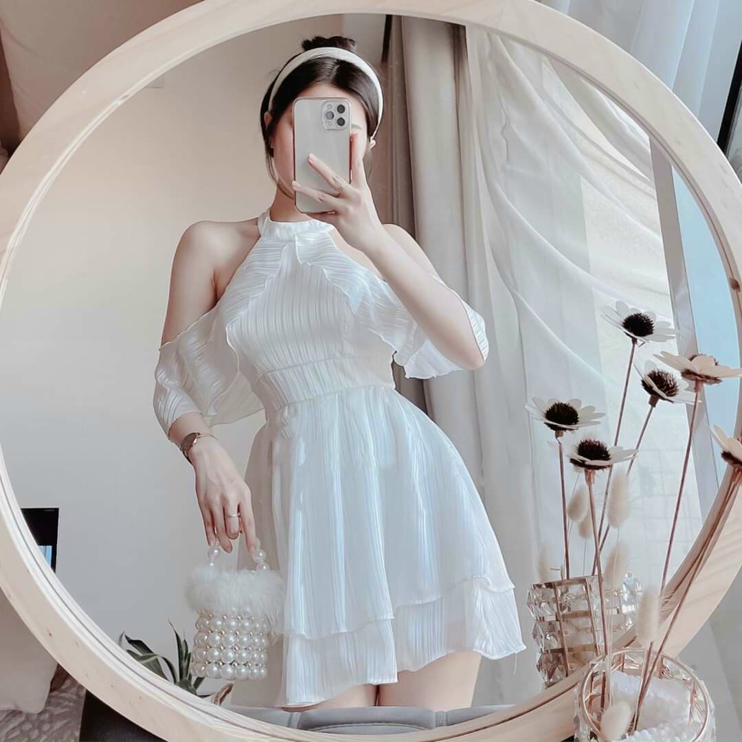 Đầm dự tiệc dáng xòe cổ tròn rớt vai điệu đà - Guna Dress