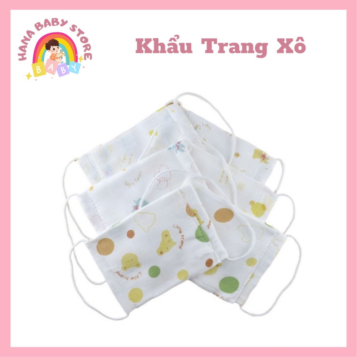 Set 10 khẩu trang vải xô mềm mại cho bé