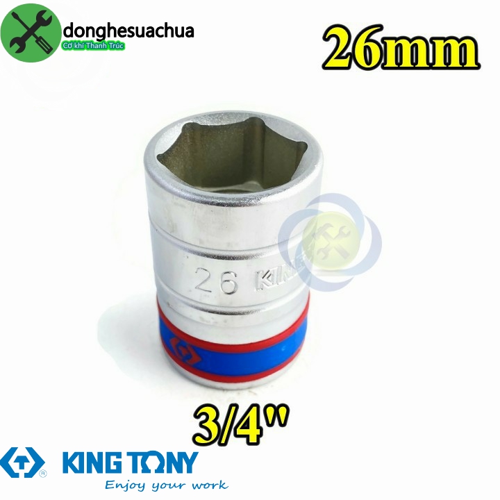 Tuýp 26mm loại 3/4 kingtony 633526m loại ngắn 6 cạnh màu trắng
