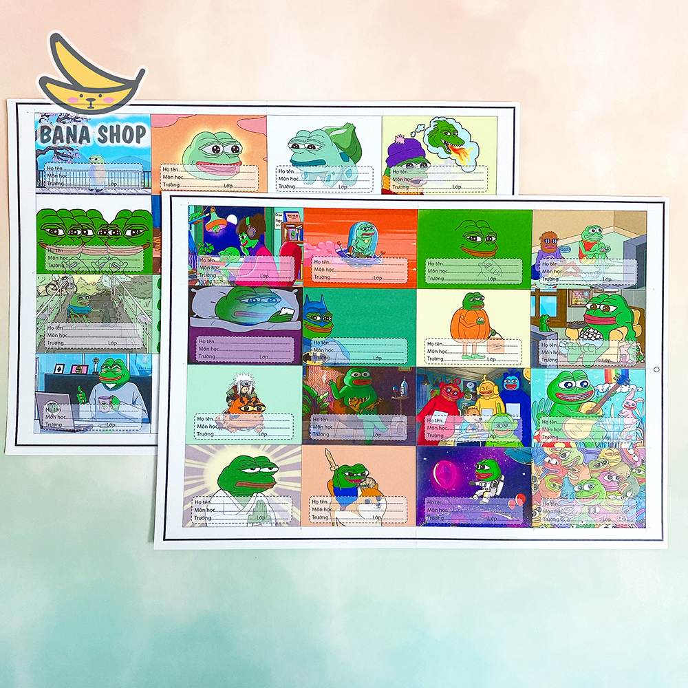 Set 16 decal dán nhãn tập vở ếch xanh Pepe sad frog siêu bựa vozer voz
