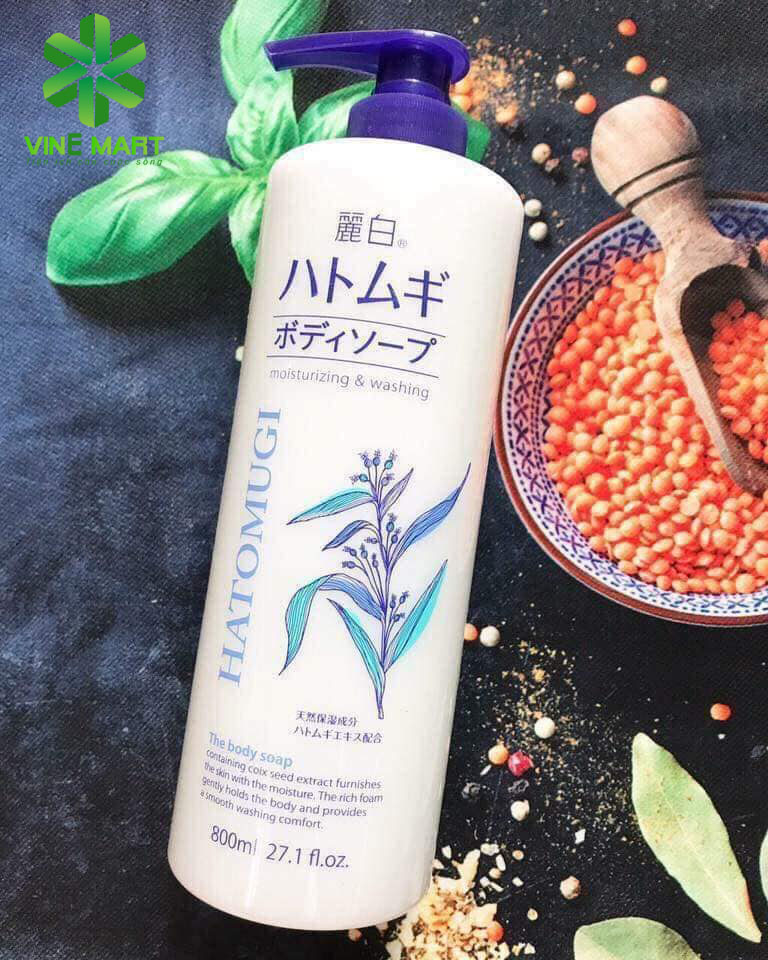 Sữa tắm trắng da giữ ẩm Hatomugi Nhật Bản 800ml