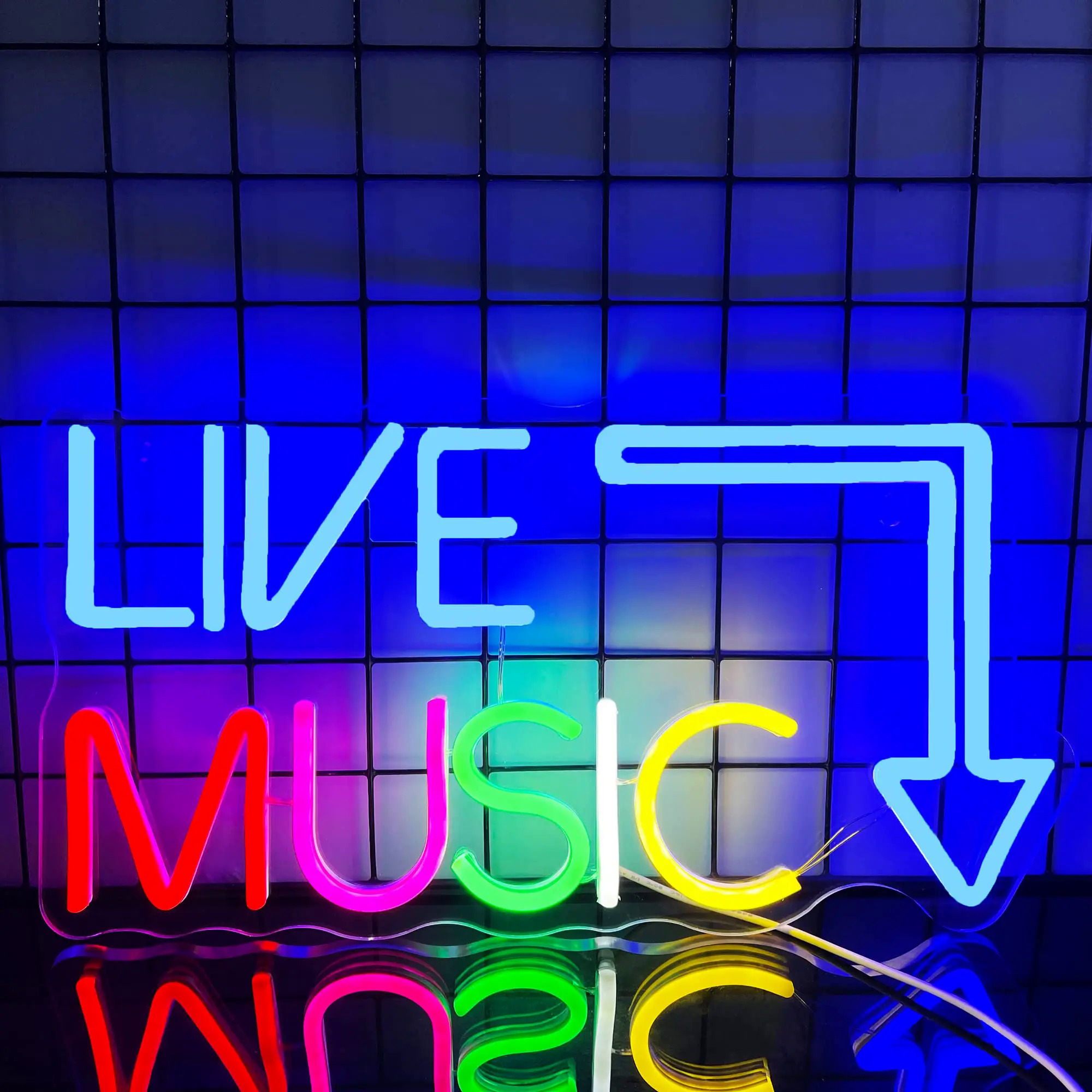 Sống âm nhạc Guitar thủ công Neon dấu hiệu bên thanh phòng thu bầu không khí đèn phát sáng Studio dẫn ánh sáng DJ Y2K phòng tường decor6999